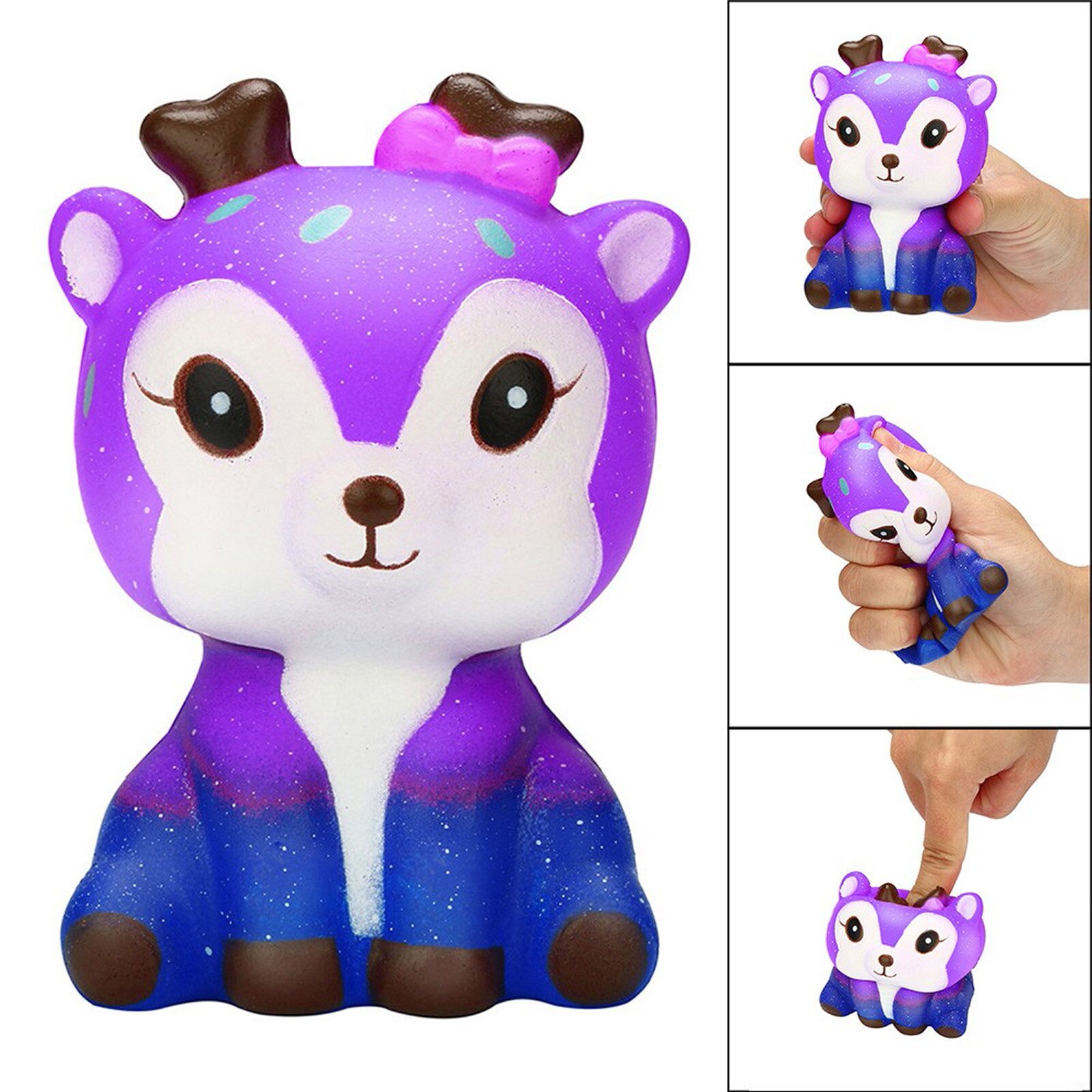 2Stck Weihnachten Kawaii Karikatur Galaxis Hirsch Langsam steigend Creme Duft Stressabbau Spielzeug Elastische Umwelt PU quetschen Spielzeug