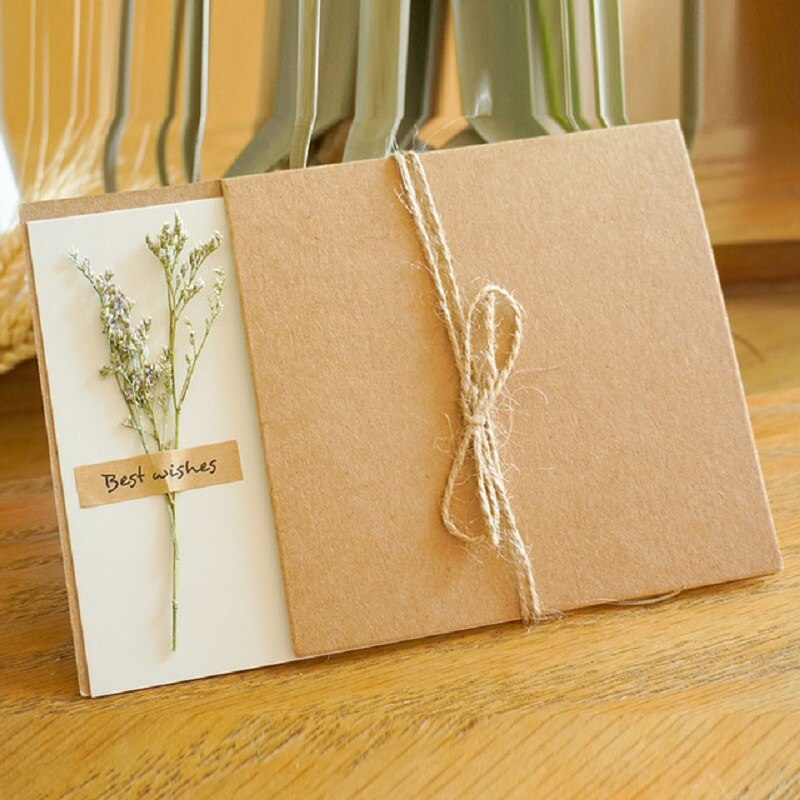 1Pack 17*12cm Kraft leer getrocknete blumen Geburtstag Karte für Weihnachten hochzeit einladung karte grußkarten mit sonnenblume Rose: 13