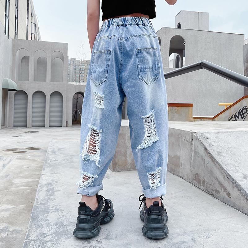 Pantalones vaqueros rasgados Con agujeros para niños y niñas, pantalón informal, coreano, para adolescentes de 4 a 14 años, primavera y otoño