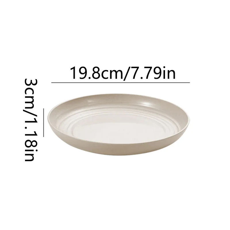 15/19.8/22.5/25cm Wheat Straw Round Plates Salad Dessert Dinner Plate Unbreakable Reusable Microwave Safe Fruit Plate: black