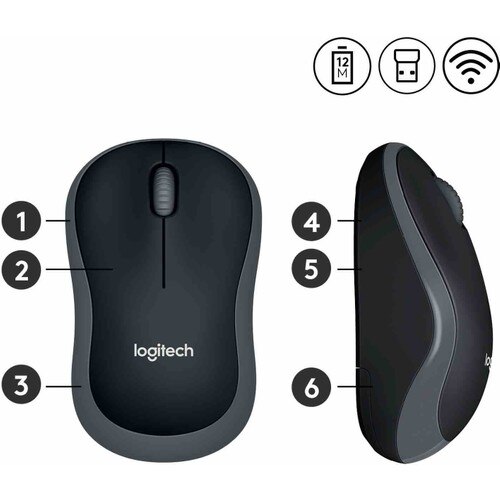 Logitech M185 Draadloze Muis-Grijs