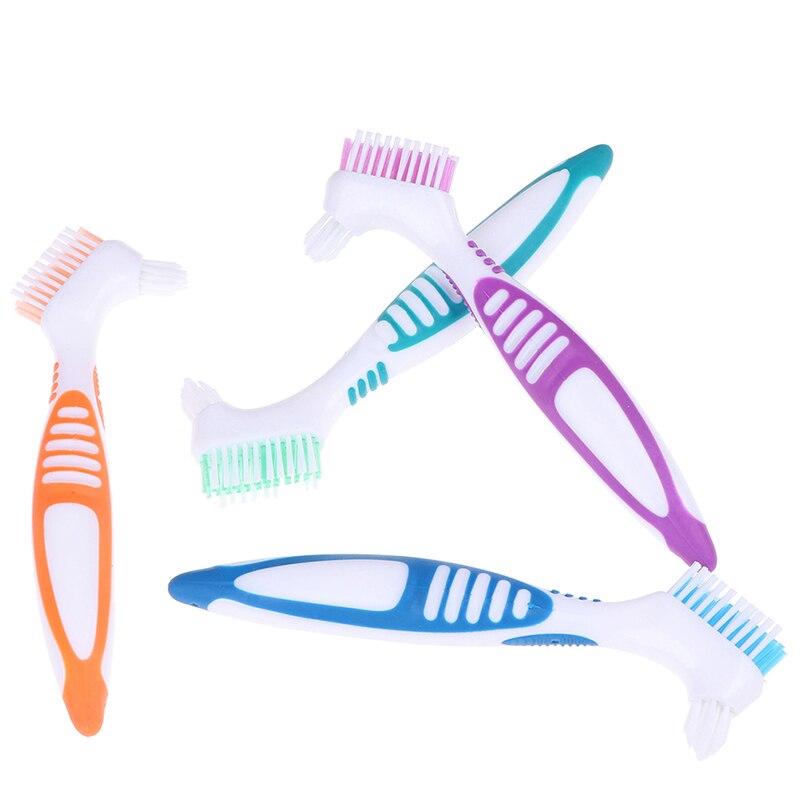 Cepillo de dientes ergonómico, limpieza de dentaduras, cerdas de varias capas, dentadura postiza
