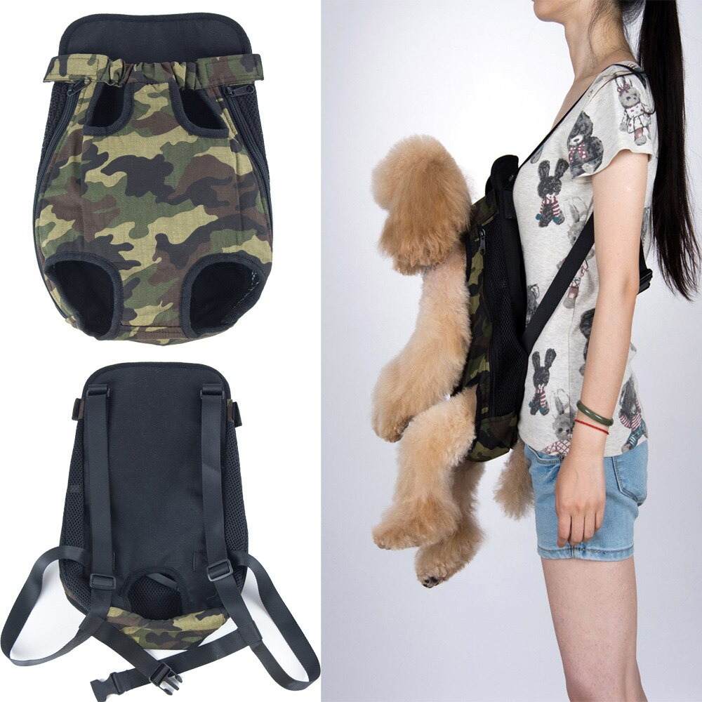 Portable luxe chien accessoires pour animaux de compagnie en plein air chat maille respirant sac à dos chiot voyage sac transporteur sac pour petit chien avec poche: Camouflage / S