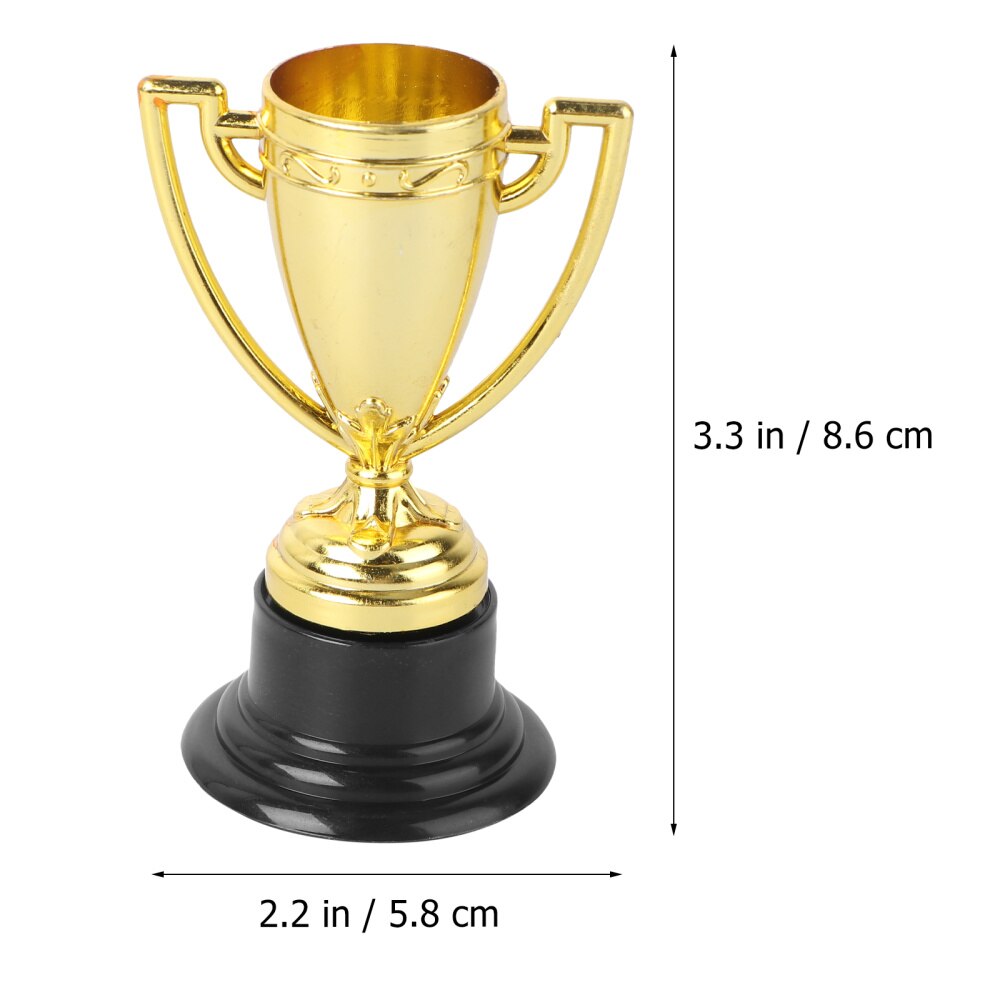 12pcs Mini Gold Cups Trophy and Award Medals Prizes Small Medals Awards Trophy Toys for Students Sport(6pcs Trophie