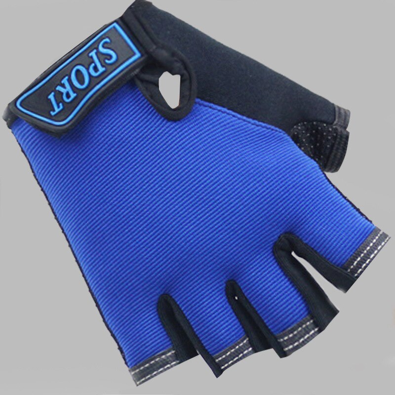 Children Cycling Half Finger Bicycle Gloves High Elastic Non-slip Child Kid Bike Gloves Riding Outdoor Camouflage Equipment: Blue