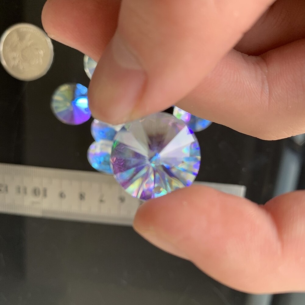 10 stk rainbow aurora disc krystal perler ufo spacer løs perle lysekrone prisme charm lampe del solfanger gør det selv hængende