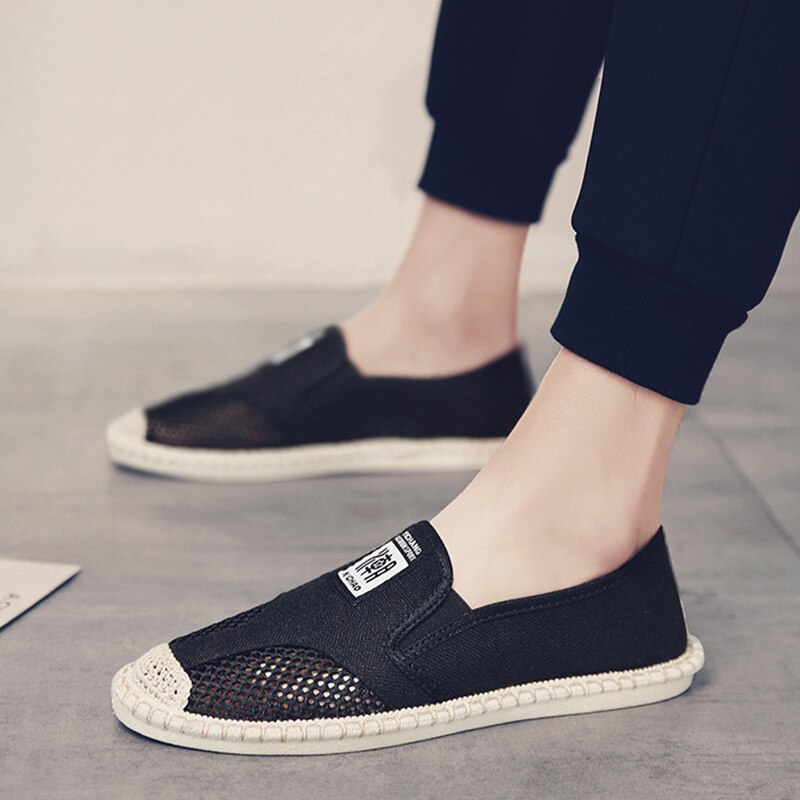 été lin toile chaussures homme respirant Cool Mesh plat chaussures décontractées pour hommes respirant Slip-on pêcheur conduite chaussures jkm