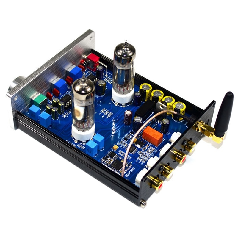 Buffer hifi 6 j 5 bluetooth 4.2 rør forforstærker stereoforstærker med diskant bas tonejustering (sort)