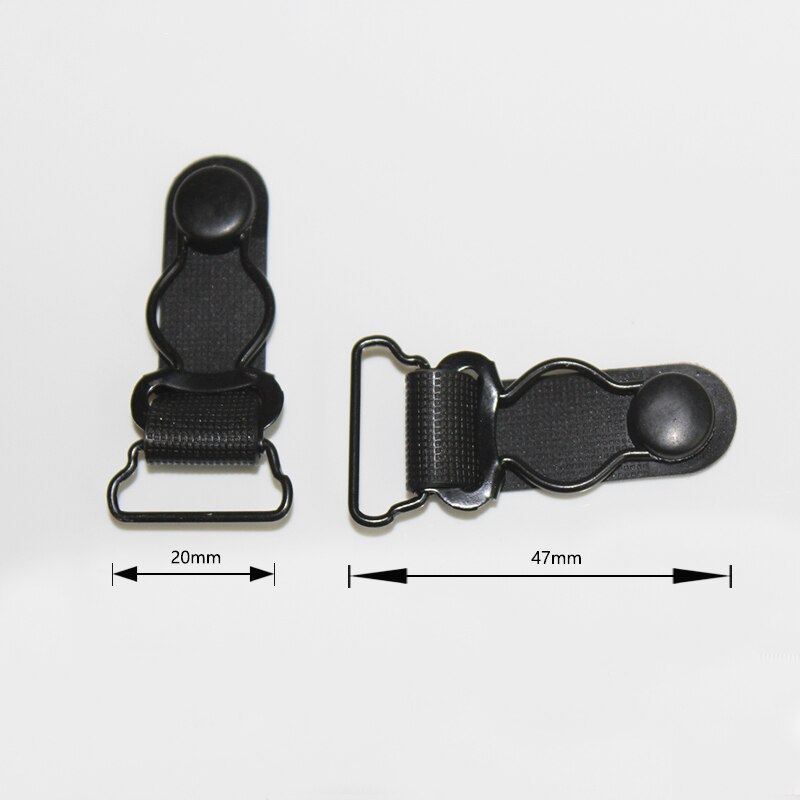 Porte-jarretelles à Clip en métal, 12 pièces/lot, 20mm, 0.8 pouces, accessoires de vêtement, boucle amovible, bas, clips en métal noir + PP: black black