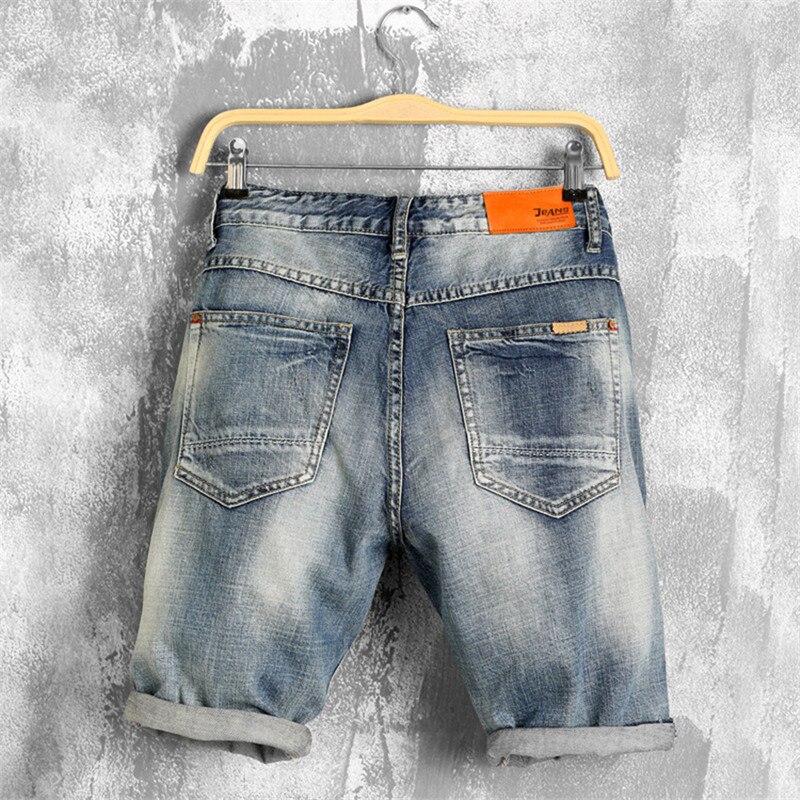 Sommer denim shorts mænd jeans mænd jeans shorts mænd bermuda skateboard harem herre jogger ankel revet plus str.