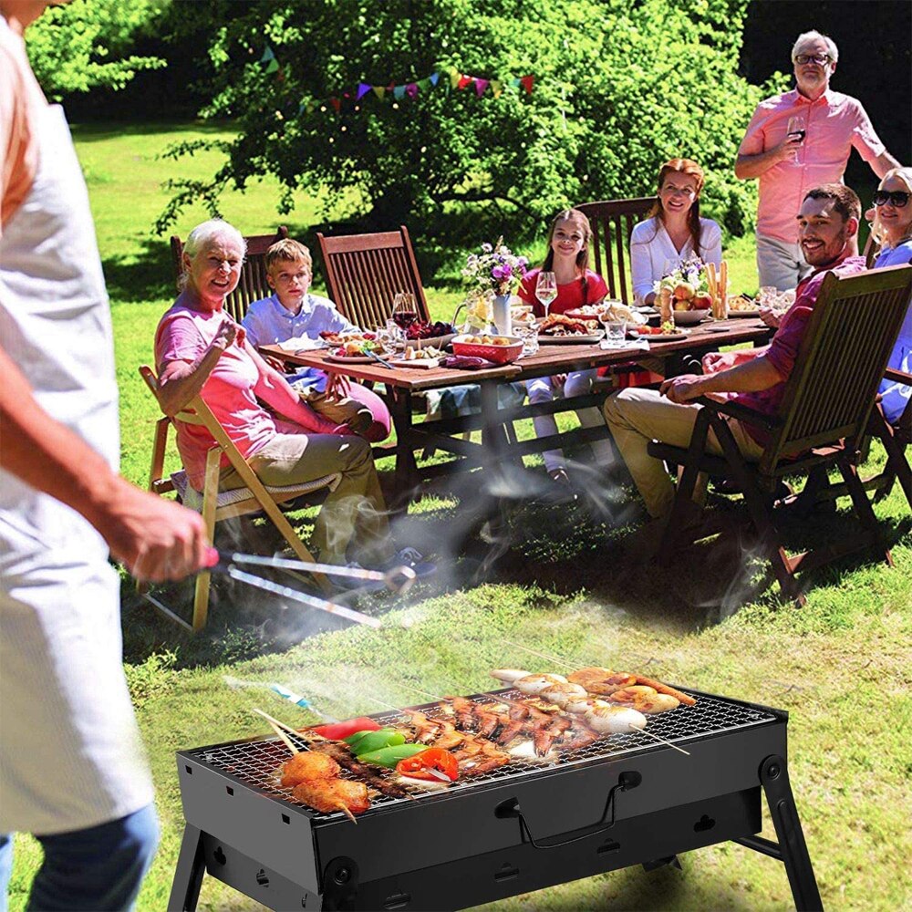 Opvouwbare Draagbare Barbecue Houtskool Grill Roestvrij Staal Kleine Mini Bbq Tool Kits Voor Outdoor Cooking Camping Picknicks Strand