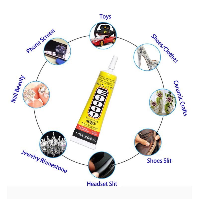 Waterproof 50ml E8000 Glue Textile Fabric Adhesive Super Epoxy b7000 Leather Craft Phone Touch Screen Display Black T9000 T7000