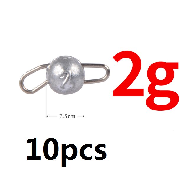 Anzuelo de plomo con cabeza plomada, señuelo suave de peso de bala para agua profunda, accesorios de aparejos de pesca Texas, 10 piezas: 10PCS  2G