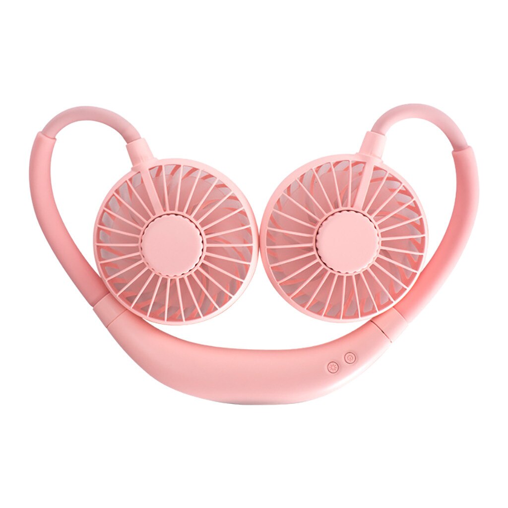 Usb Led Light Rechargeable Neckband Lazy Neck Hanging Style Dual Cooling Colorful Multi-function Mini Neck Hung Headset Shape: Pink