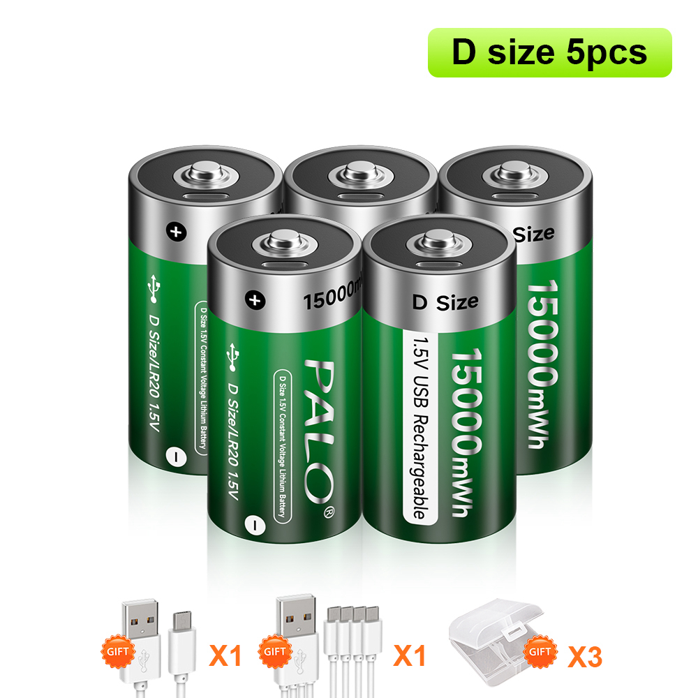 Batterie Rechargeable USB 1.5V LR20, R20, 15000mWh, taille D, avec câble de Type C, pour appareils à gaz, cuisinière liquéfiée, Li-ion: YELLOW