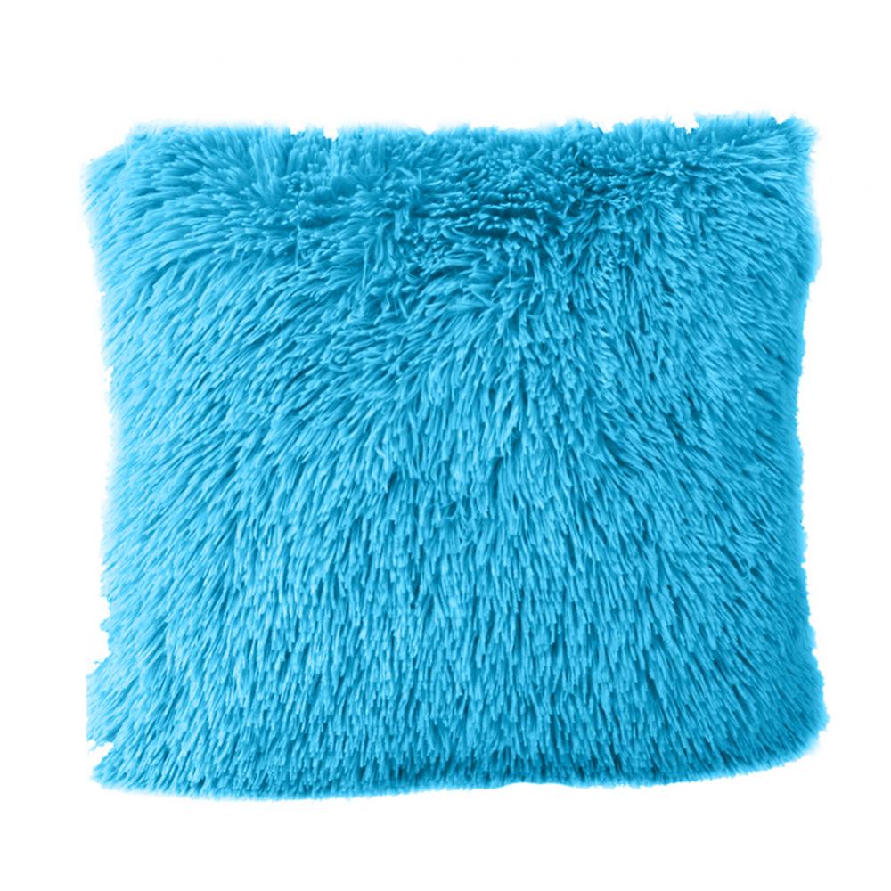 Coussin moelleux couverture douce taie d'oreiller jeter maison lit canapé voiture décoration fausse fourrure peluche housse de coussin canapé décor 43*43 cm: BLEU CIEL