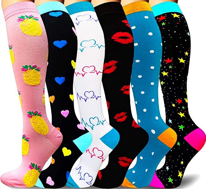 Compression Cycling Socks 3 Pairs/6 Pairs Per Set Pressure Socks Sports: 6 pairs f / L XL
