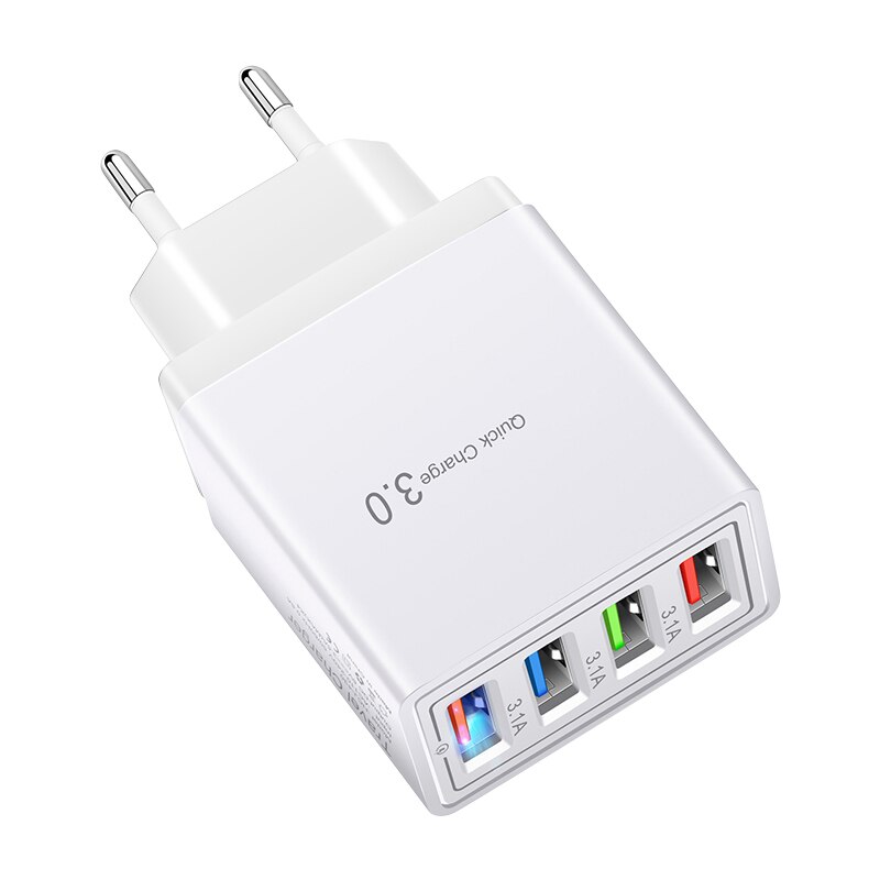 Ładowarka wieloportowa 4USB ładowarka do telefonu komórkowego ue QC 3.0 ładowarka podróżna szybka ładowarka do iPhone13 12 Xiaomi Samsung
