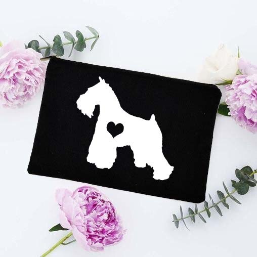 Fun Liefde Hond Afdrukken Cosmetische Zakken Make Pouch Canvas Herbruikbare Purse Beauty Bag Organizer Toilettas Tassen Eco Wassen Pouch