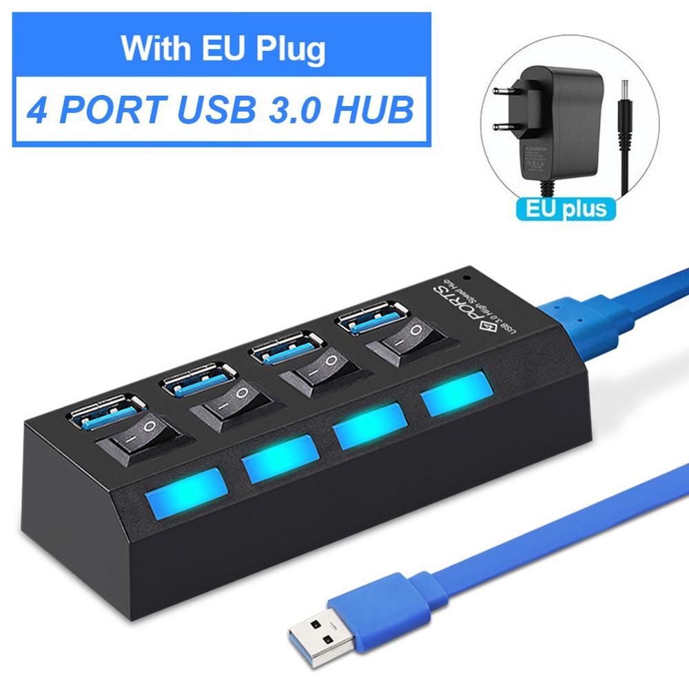 NEUE USB 3,0 Hub 2,0 Hub Multi USB Splitter 4/7 Hafen Expander Mehrere USB 3 Hab Verwenden Energie Adapter USB 3,0 Hub mit Schalter: 3