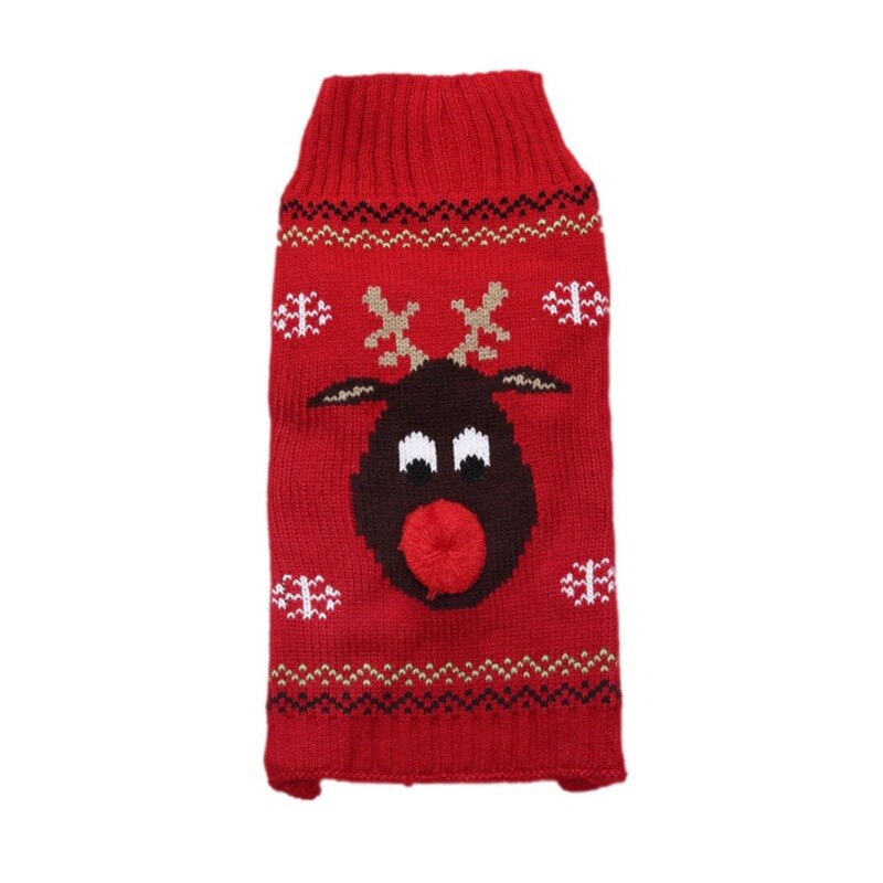 Jul hundetrøje xmas pet coat outfits tøj til hund kat strik tøj lille hundetøj strik pudel corgi: Rød / Xl