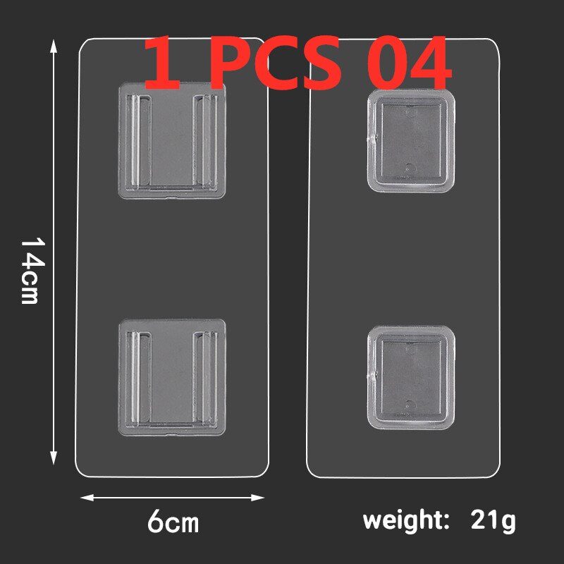 Crochet mural adhésif Double face, 1 paire, sans poinçon, Transparent, crochet autocollant, salle de bains, cuisine polyvalente, rangement de salon: Double Vertical