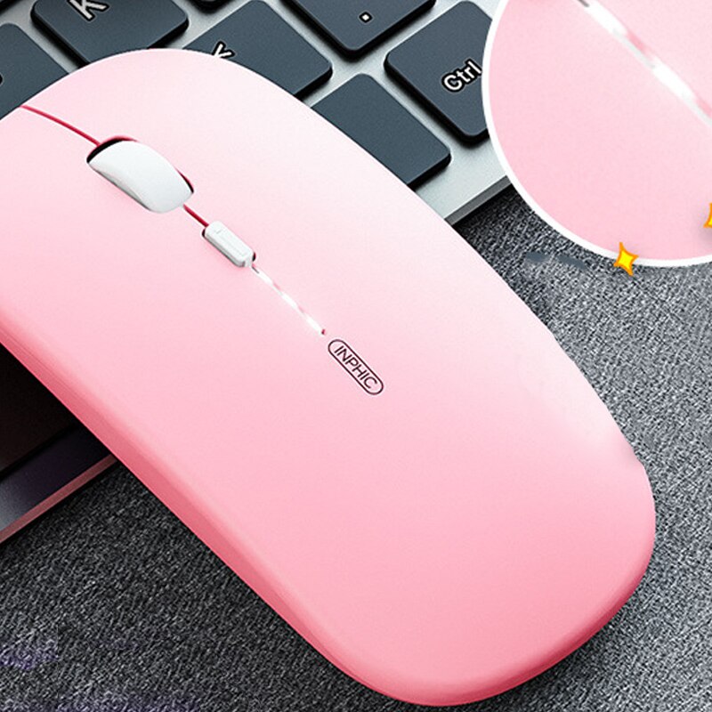 Inphic-ratón inalámbrico PM1 para oficina, Mouse inteligente con Bluetooth, 2,4G, para Notebook, PC y ordenador portátil: Rosa