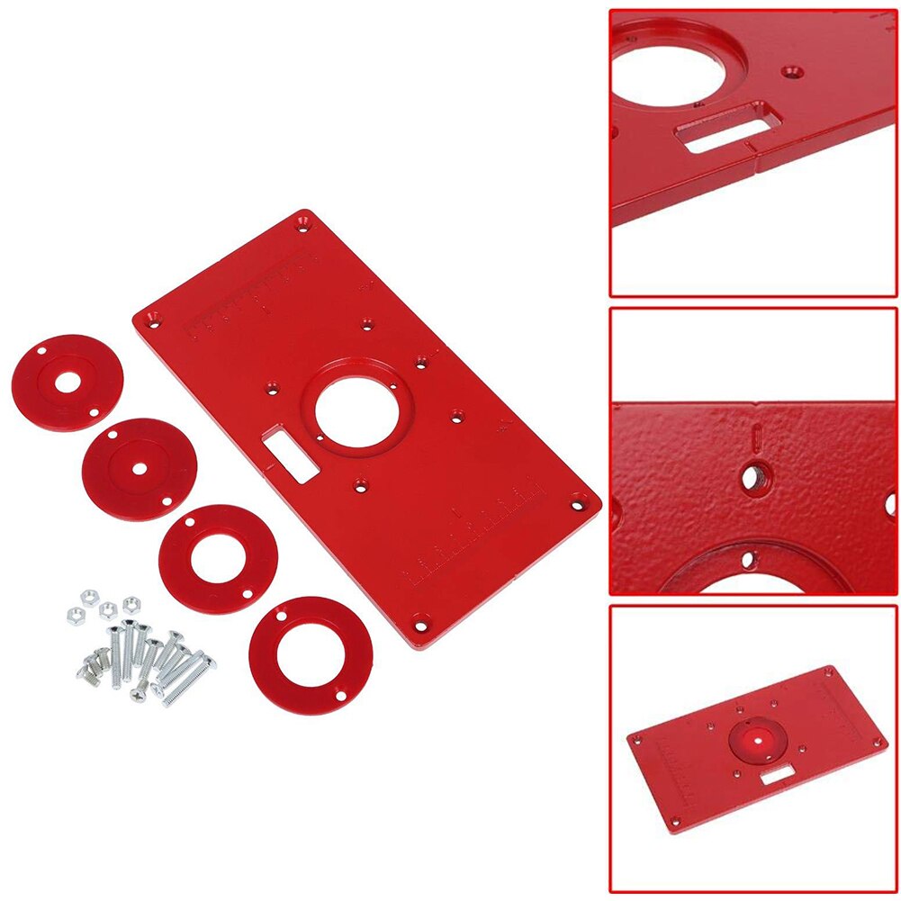 Aluminum Router Table Insert Plate Set Insert Screws for Woodworking Benches 235x120x8mm Router Table Insert Plate w/ 4 Rings