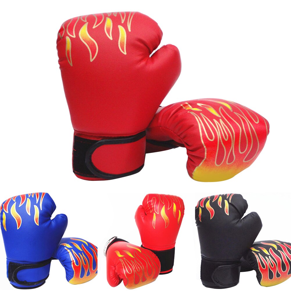 1 Pair Kids Children Boxing Gloves Flame Mesh Breathable PU Leather Flame Gloves Sanda Boxing Training Glove