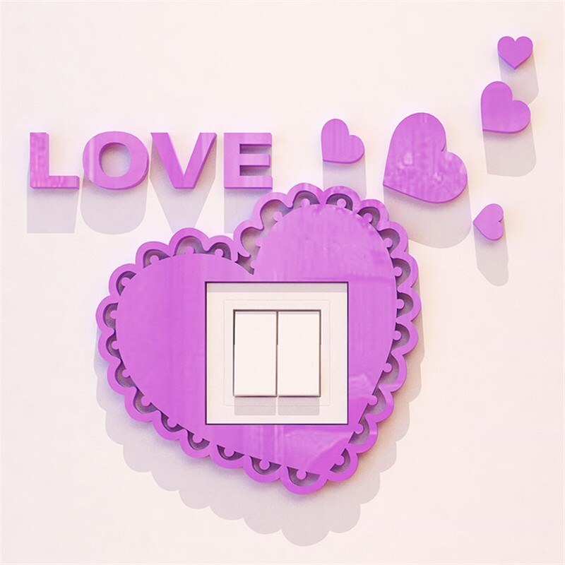 Light Switch Stickers Acrylic Switch Poster Modern Style Living Room Switch Decorative Wall Stickers DIY Art Wallpaper: Heart Purple