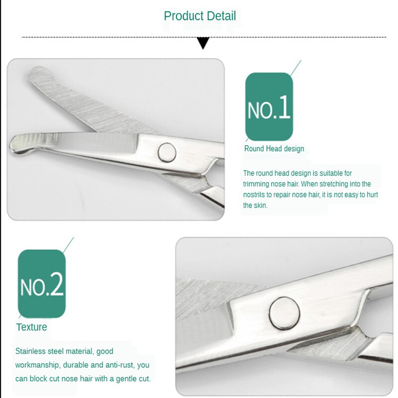 100% 1pc Steel Mini Portable Curved Mustache Nose Ear Hair Remover Scissor Trimmer Safety Tips