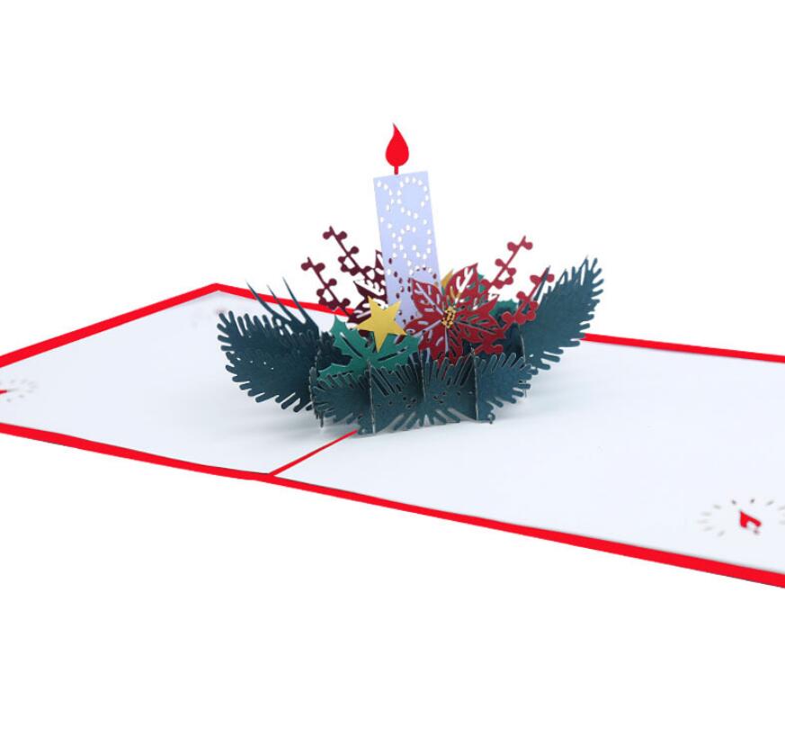 10pcs Handmade Kirigami Origami Candle Flower 3D Pop UP Greeting Cards Invitation card For Wedding Birthday Party