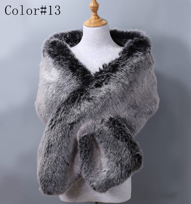 42 kleuren 165 * 28 cm bruin namaakbont bruiloft sjaal vrouw partij stola bruid cape mantel winter bruids wrap bolero accessoire voorraad: Goud