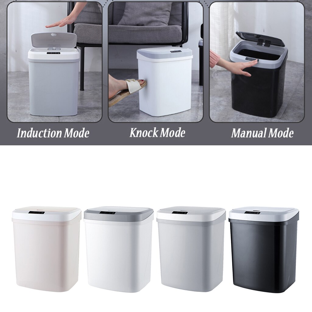 3 åbne tilstande smart automatisk sensor skraldespand med låg 30cm induktion 15l