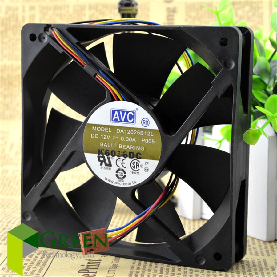 De Originele DA12025B12L 120Mm 1225 12025 120*120*25Mm 12*12*2.5Cm Chassis ventilator Met Kogellager 12V 0.3A 4PIN