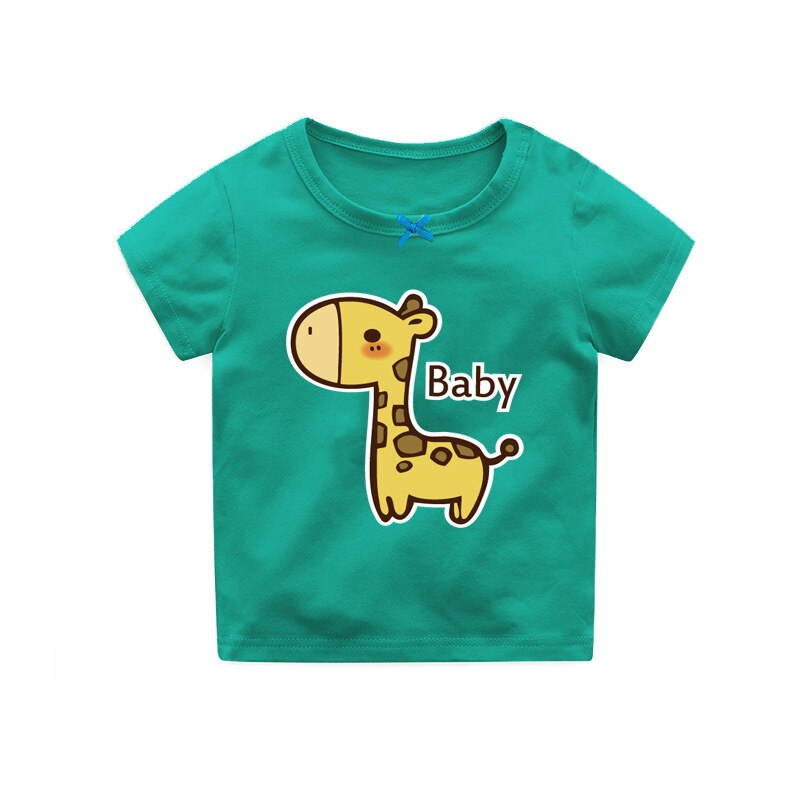 Oklady bebis pojkar flickor t-shirts småbarn sommar tecknat brevtryck t-shirt toppar söt giraff barn flickor bomullströja