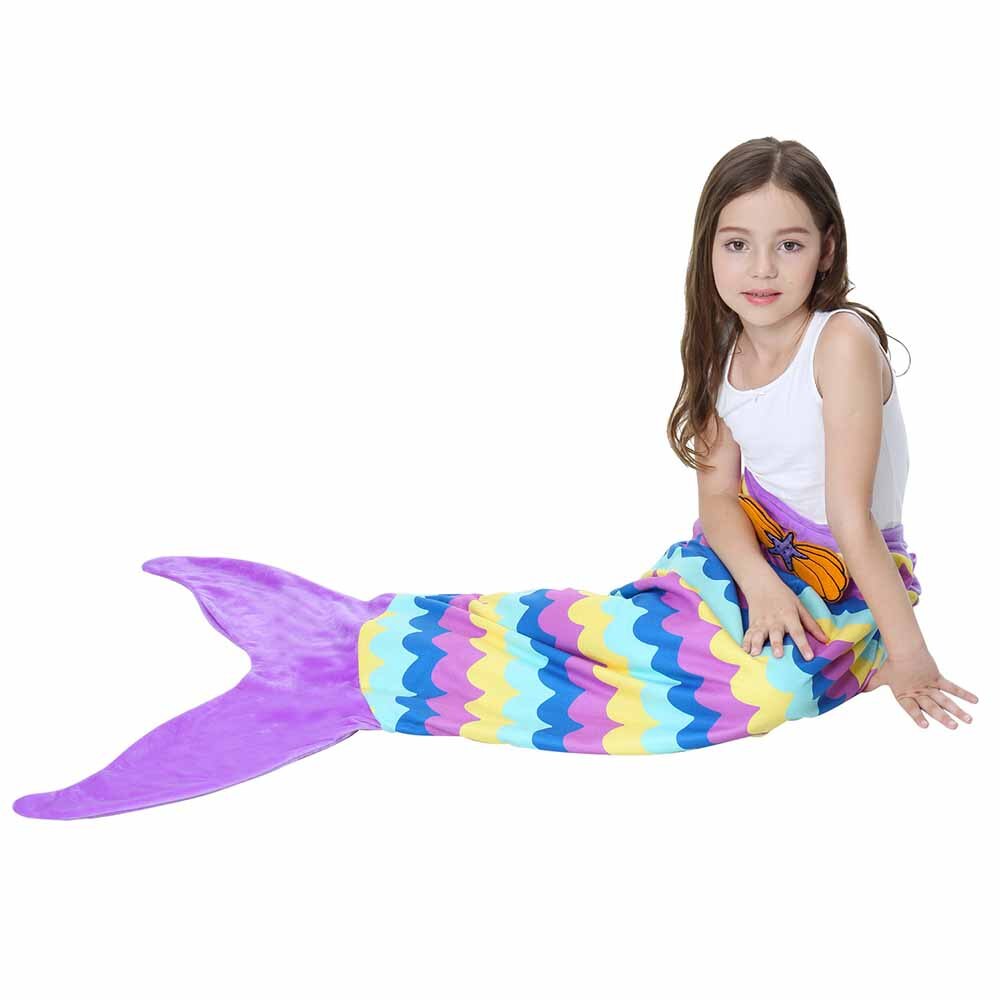 Mermaid Fish Tail Blanket Polar Fleece Wearable Portable Mermaid Blankets For Children Girl Kids On Bed Throw Plaid Blanket: Color 10