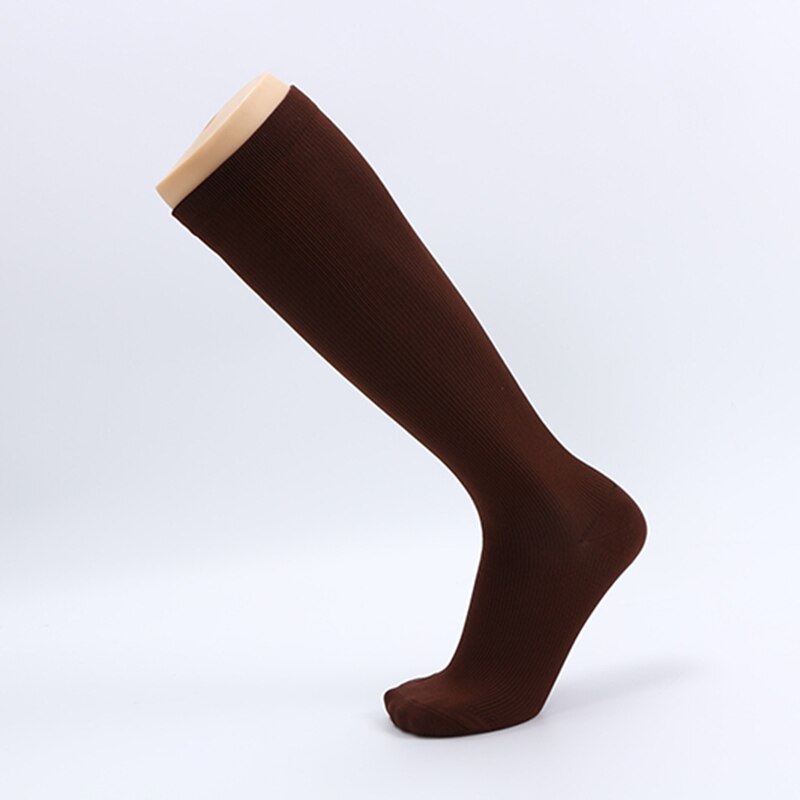 Multi - color pressure varicose veins leg compression socks relief pain knee sport socks support stretch breathable soccer socks: coffee / S/M