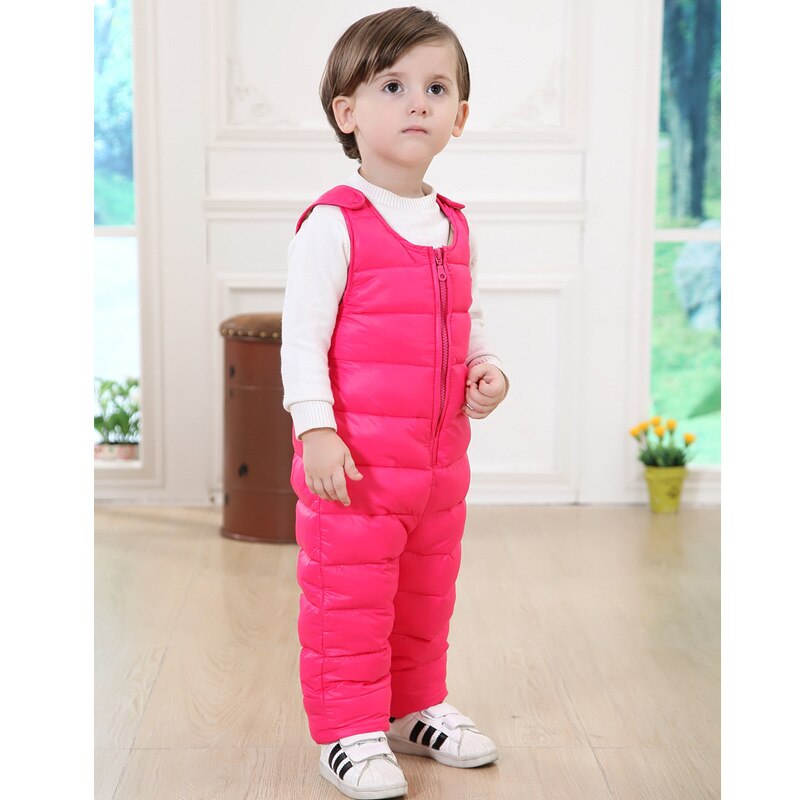 Kinderen Eendendons Winter Broek Jongens Warme Broek Voor Meisjes Down Strap Broek Bib Broek Unisex Kinderen Overalls: Rose / 4T