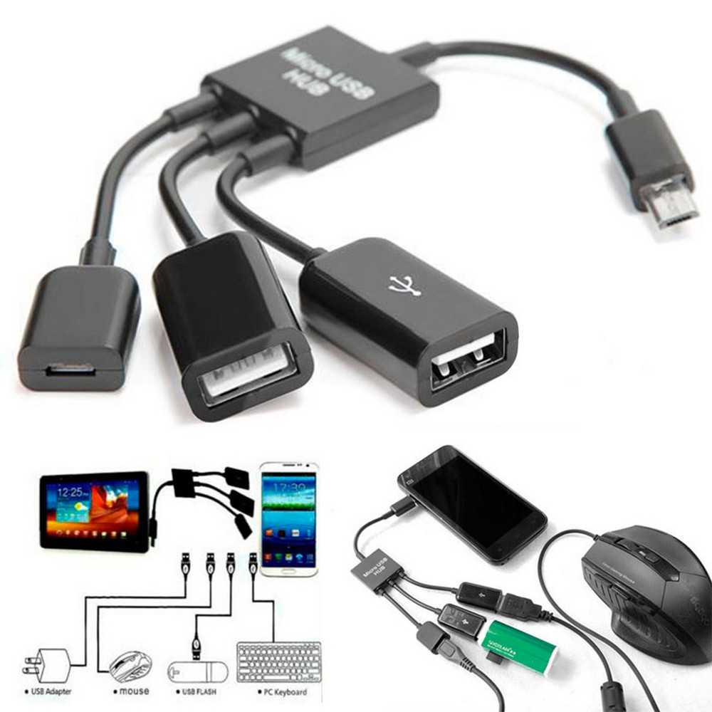 2 usb  to 1 micro b otg kabel adapter sort til samsung galaxy  s7/s6/j7/j5 xiaomi redmi 7/7a/ note 6 pro /s2/5 plus