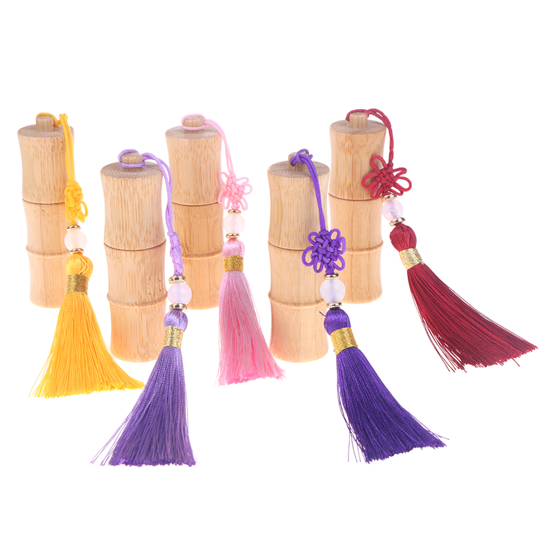 Miljøvennlig bambus rull-på flaske med dusker tomt rør stålrullekule påfyllbar flaske gjør-det-selv parfyme lipgloss beholder