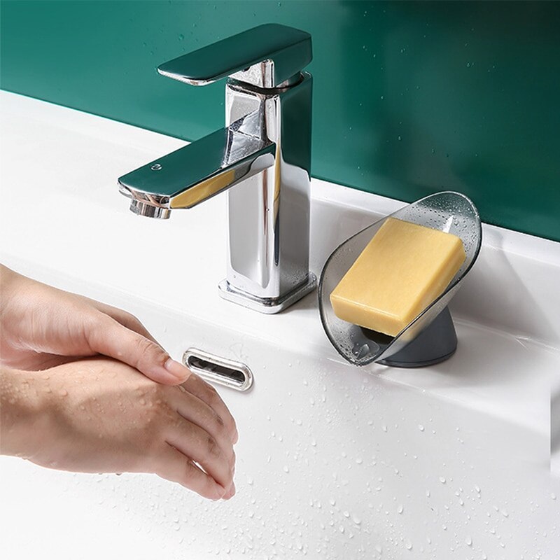 Self-Adhesive Soap Sponge Holder Drain Box Tilt Storage Drying Rack Dishes Bathroom Clean Finishing Tools Drying Boxes