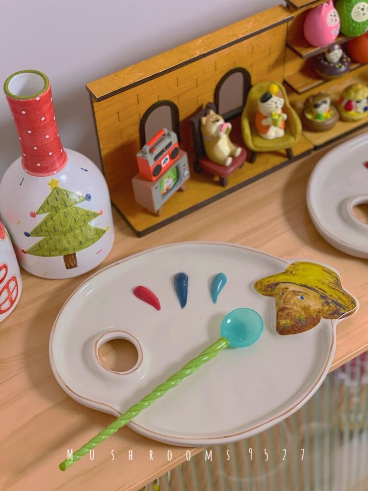 Funghi 9527 letterario Van Gogh piatto bella tavolozza di colori creativo piatto da Dessert in ceramica piatto di stoccaggio gioielli