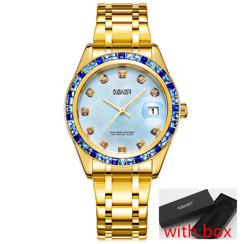 Relogios Femininos Oubaoer Top Luxe Kalender Quartz-Horloge Dames Horloges Vrouwen Rvs Strass Horloges Vrouwen
