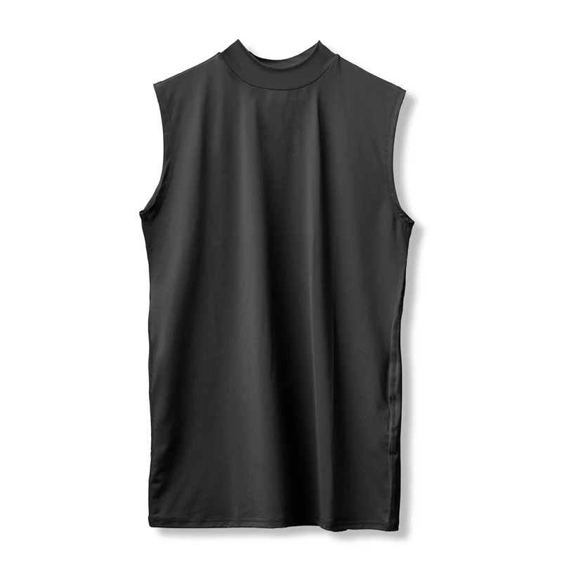 Ropa ajustada de compresión para gimnasio, camisetas sin mangas para entrenamiento y culturismo, chalecos deportivos para Fitness para hombre, camiseta fresca de secado rápido para verano: M / Negro