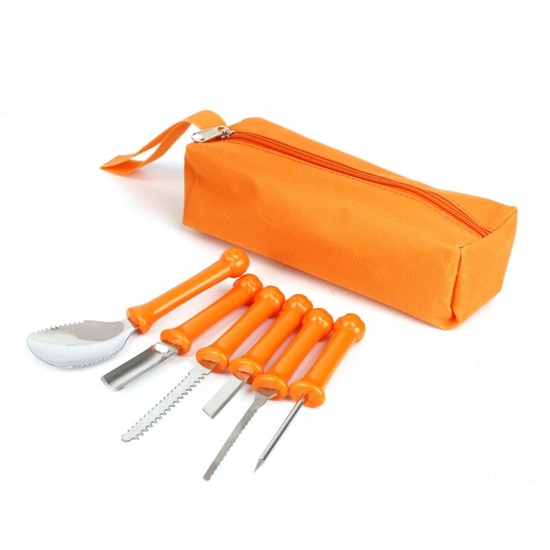 7Pcs Pumpkin Carving Tools Kit Sturdy Stainless Steel Carve Sculpt Halloween Tools Supplies with Portable Bag