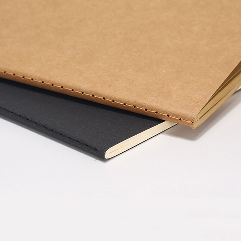 EZONE B5 Kraft Notebook Black Kraft Cover Notebook Blank Pages Line Paper Sketchbook Planner Notebook School Supply Stationery