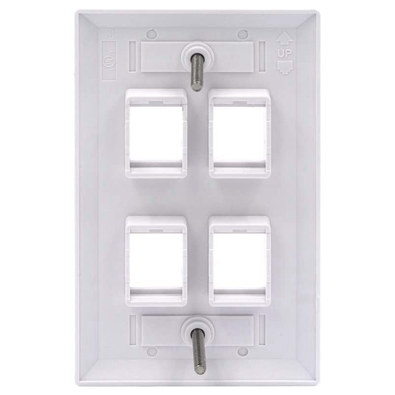 4 Port Keystone Wall Plate (10-Pack), Single Gang Wall Plates For RJ45 Keystone Jack And Modular Inserts,White