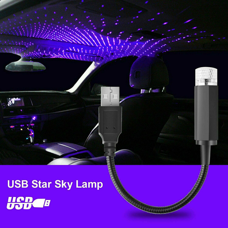 Car USB Ambient Light, Car Roof Interior Decoration Light, Multi-Effect Adjustable Portable Projection Light