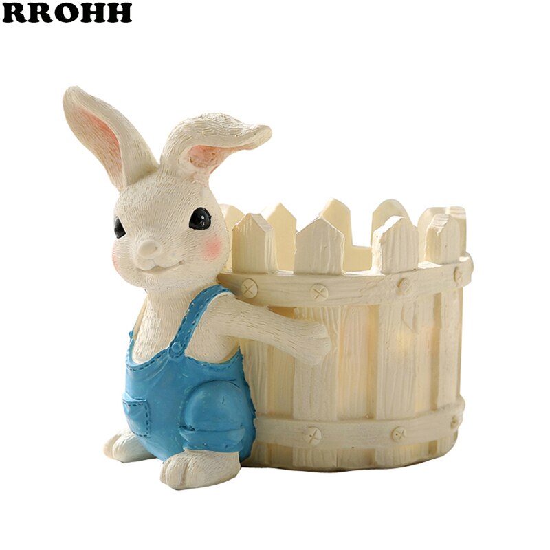 Europese Dorp Cartoon Succulente Planter Pot Combinatie Platter Ingemaakte Groene Plant Resin Konijn Decoratie Vlezige Bloempot